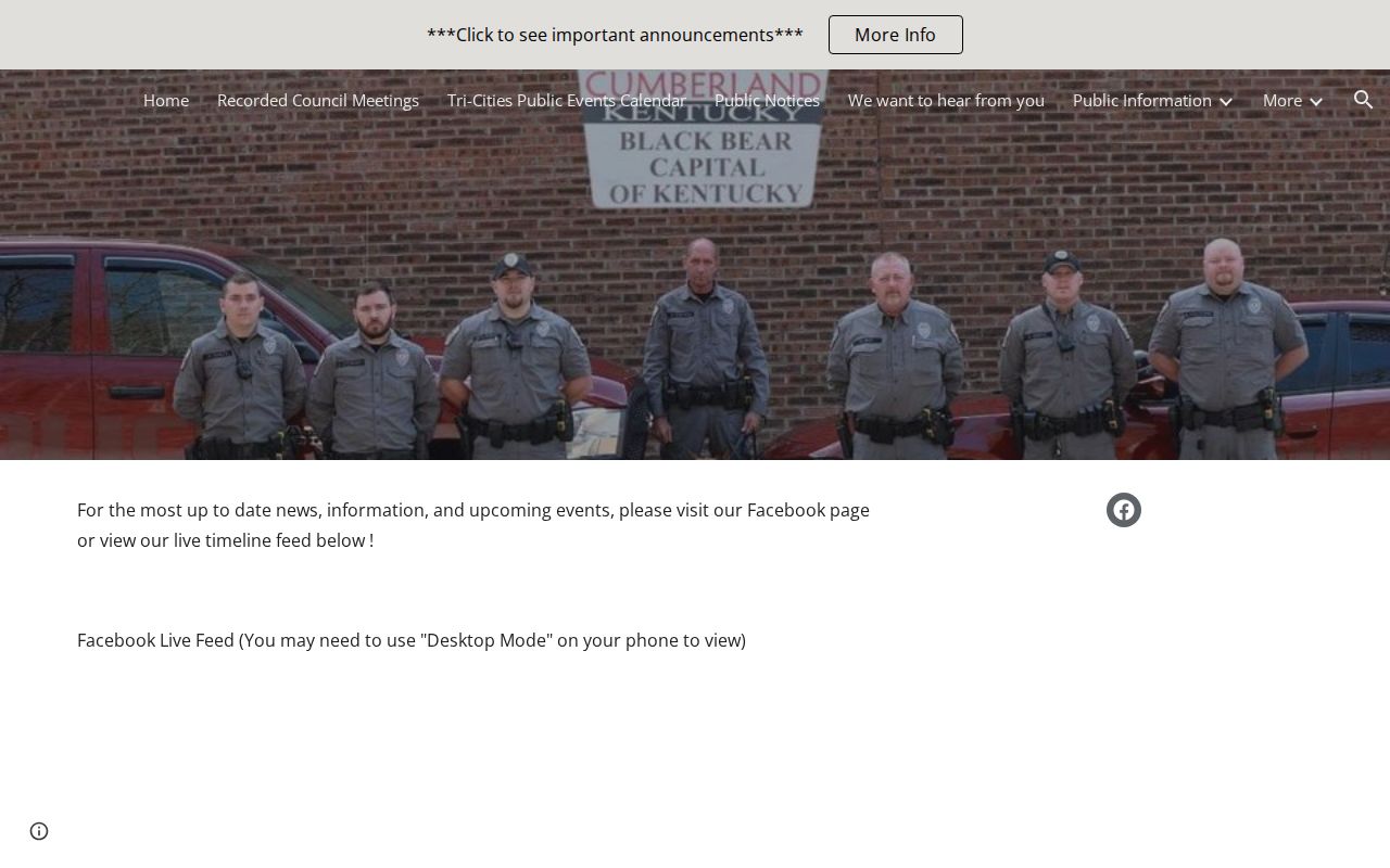 Official Cumberland Police Department webpage with contact information