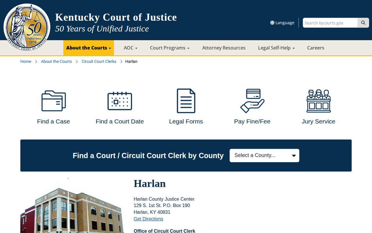 Harlan County court record and clerk information